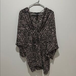 Black and Pink Patterned Blouse